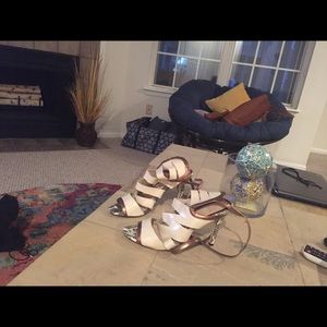 Heeled white sandals